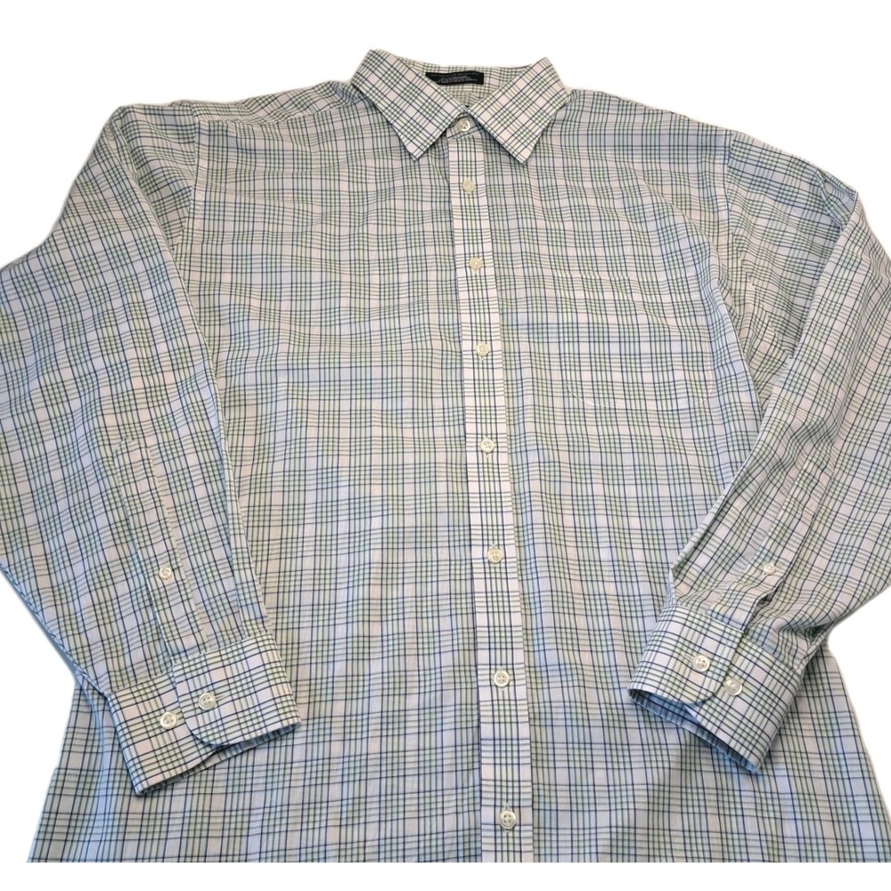 Stafford‎ Essentials Dress Shirt Men's L Plaid Longsleeve Button Down